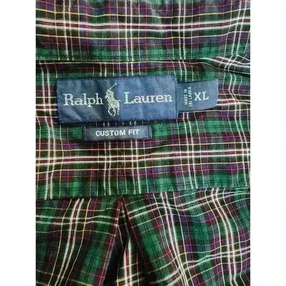Ralph Lauren Shirt Mens XL Green White Tartan Plaid Pony‎ Button Up 100% Cotton - Picture 4 of 5